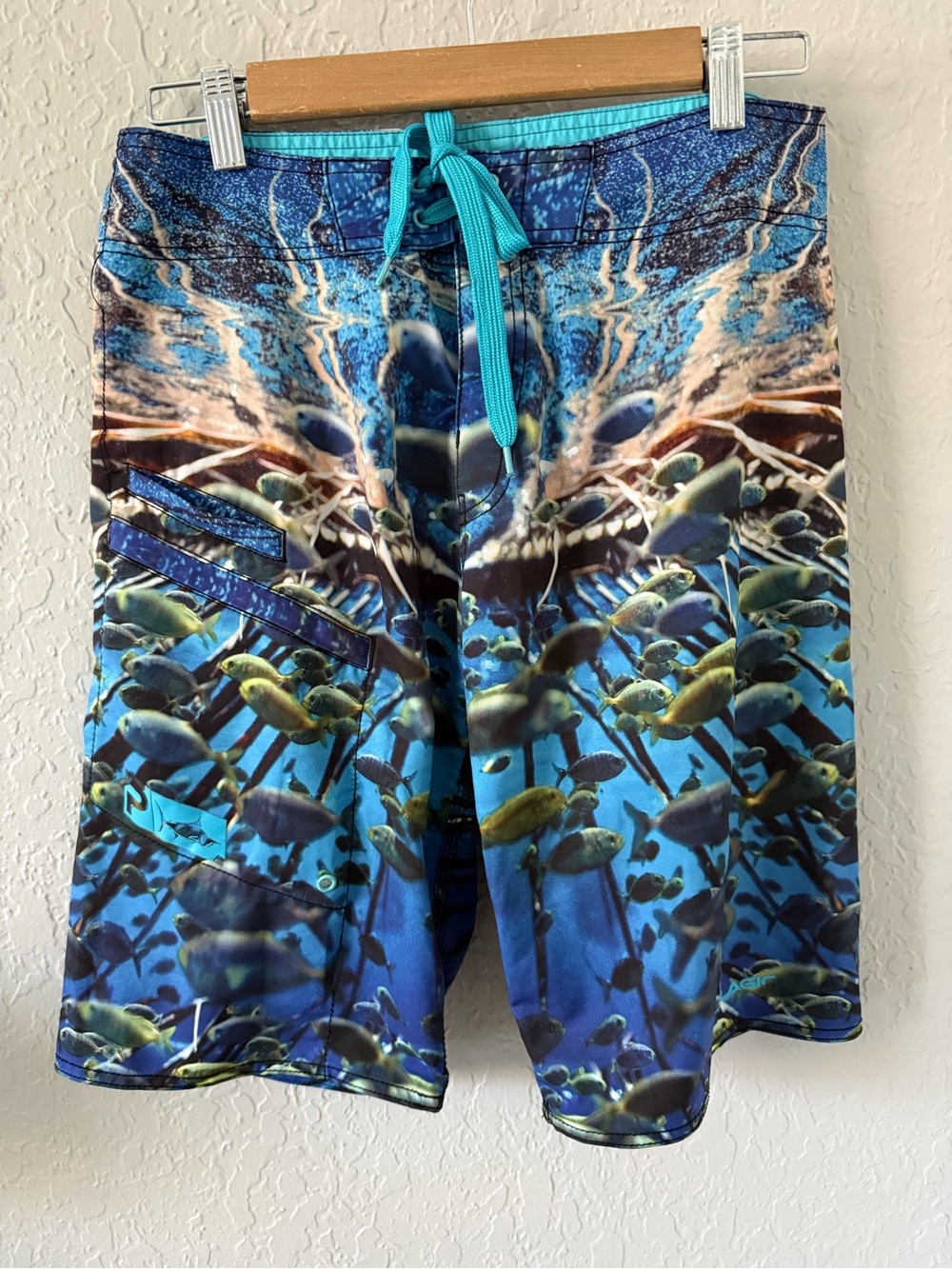 Pelagic Blue & Turquoise Tropical Fish Board Swim Shorts